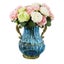 SOGA Blue Colored European Glass Home Decor Flower Vase with Two Metal Handle Carousel 2