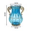 SOGA Blue Colored European Glass Home Decor Flower Vase with Two Metal Handle Carousel 7
