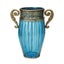 SOGA Blue European Colored Glass Home Decor Jar Flower Vase with Two Metal Ha... Carousel 1