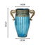 SOGA Blue European Colored Glass Home Decor Jar Flower Vase with Two Metal Ha... Carousel 4