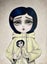 Coraline Doll Gothic Monster High Tim Burton Big Eye Art Print - By Autumn Carousel 1