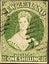 "$1 RESERVE! IMPERF 4 MARGINS 1/- DARK GREEN LIGHT CANCEL SG45 *CV $550"!!! Carousel 1