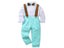 Fashion New Kids Boys Gentleman Clothes Set Long Sleeve Bow Tie Shirt Suspender Carousel 5