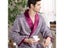 Men Silk Long-sleeved Big Size 5XL Bathrobe Geometric Print V-neck Satin Carousel 4