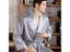 Men Silk Long-sleeved Big Size 5XL Bathrobe Geometric Print V-neck Satin Carousel 5