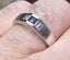 Men's Diamond and Sapphire Ring. 14ct White Gold Carousel 12