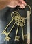 $1 reserve. Very large set of 4 vintage brass skeleton keys./ castle keys. Carousel 2