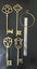 $1 reserve. Very large set of 4 vintage brass skeleton keys./ castle keys. Carousel 3