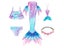 5Pcs/Set Girls Mermaid Tail Swimsuit Children The Little Mermaid Costume Carousel 4