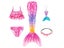 5Pcs/Set Girls Mermaid Tail Swimsuit Children The Little Mermaid Costume Carousel 5