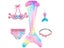 5Pcs/Set Girls Mermaid Tail Swimsuit Children The Little Mermaid Costume Carousel 6
