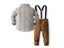 Fashion New Kids Boys Long Sleeve Bow Tie Striped Shirt Suspender Pants Suit Carousel 8