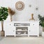 Farmhouse TV Stand Unit White Modern Rustic Kitchen Buffet Table with Barn Doors Carousel 7