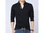 T-Shirt Men Spring Cotton T Shirt Men Solid Color Tshirt Mandarin Collar Long Carousel 9