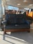 1285 RETRO LEATHER OAK FRAME 2 SEATER COUCH Carousel 1