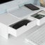 White Monitor Stand Desk Organizer With 2 Drawers Carousel 5