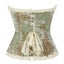 Floral Lace Trimmed Renaissance Corset 12 Fish Bones Boned Green Carousel 4