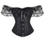 Floral Lace-Up Plus Size Corset Top With Sleeves S-6Xl Carousel 1