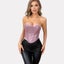 Sparkling Pink Back Lacing Bandage Strapless Corset Top Plus Size Underwear W... Carousel 4