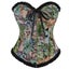 Floral Print Lace Trimmer Boned Strapless Corset Gothic Vintage Style Carousel 1
