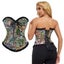 Floral Print Lace Trimmer Boned Strapless Corset Gothic Vintage Style Carousel 2