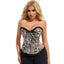 Floral Print Lace Trimmer Boned Strapless Corset Gothic Vintage Style Carousel 4