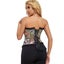 Floral Print Lace Trimmer Boned Strapless Corset Gothic Vintage Style Carousel 6
