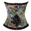 Floral Print Lace Trimmer Boned Strapless Corset Gothic Vintage Style Carousel 7