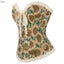 Sunflower Print Lace Trim Bustier Corset Front Busk Closure Back Lace Boned R... Carousel 4