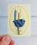 Stunning vintage hand painted fairy wren on thin carved (bone?) slice Carousel 3