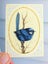Stunning vintage hand painted fairy wren on thin carved (bone?) slice Carousel 1