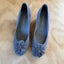 Django & Juliette Grey Suede Heeled Wedges with Flowers Size 39 Carousel 1