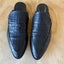 EOS Black Leather Crocodile Embossed Keen Mules Size 38 Wide Carousel 1