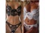 Lace Lingerie Set Sexy Underwear Hollow Eyelashes Lace Bra And Panty Set White Carousel 3