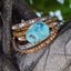 Azurea Gold Gilded Stone Beaded Leather Wrap Bracelet Carousel 4
