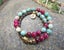 Peruvian Turquoise, Pink Fuchsia Agate in 27 Bead Mala Bracelet Carousel 3