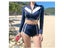Fashion Long Sleeve Women Two Piece Swimsuit High Waist Zipper Swimwear Shorts Carousel 3