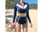 Fashion Long Sleeve Women Two Piece Swimsuit High Waist Zipper Swimwear Shorts Carousel 4