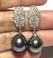 Stunning Oval Peacock Black Green TAHITIAN Pearl Earrings Carousel 1