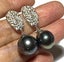 Stunning Oval Peacock Black Green TAHITIAN Pearl Earrings Carousel 2