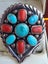 $1 Huge Navajo Zuni Turquoise & Red Coral Sterling Silver Ring 14.68gm Carousel 3