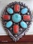 $1 Huge Navajo Zuni Turquoise & Red Coral Sterling Silver Ring 14.68gm Carousel 11