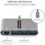 USB/Ethernet Combo Hub - USB 3.2 (Gen 1) Type C - Portable - 3 USB Port(s) - 1 Carousel 5