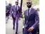 Purple Men's Two-piece Suit Coat Pants Custom Peaked Lapel Colorful Outfit Carousel 1