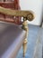 PAIR Vintage Gilt Wood Suede & Leather Arm Chair Carousel 8