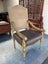 PAIR Vintage Gilt Wood Suede & Leather Arm Chair Carousel 2