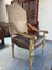 PAIR Vintage Gilt Wood Suede & Leather Arm Chair Carousel 1