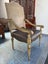 PAIR Vintage Gilt Wood Suede & Leather Arm Chair Carousel 9