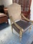 PAIR Vintage Gilt Wood Suede & Leather Arm Chair Carousel 3