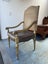 PAIR Vintage Gilt Wood Suede & Leather Arm Chair Carousel 16